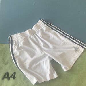 Adidas White Shorts with Dark Stripes